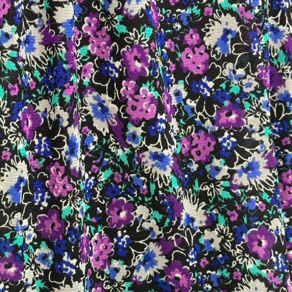 Y2k Dark Floral Deep V-Neck Bubble Hem Sun Mini Dress with Waist Tie - Picture 6 of 8